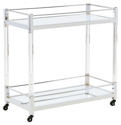 Chaseton - Clear / Silver Finish - Bar Cart Unique Piece Furniture