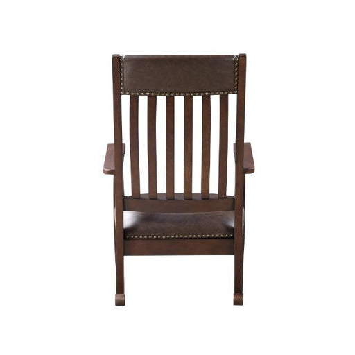 Raina - Rocking Chair - Brown PU & Walnut Finish Unique Piece Furniture