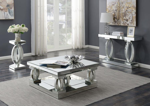 Amalia - Rectangular Sofa Table With Shelf - Clear Mirror Unique Piece Furniture