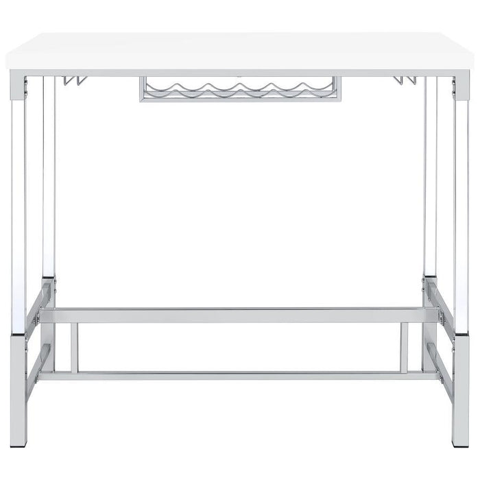 Norcrest - Acrylic Leg Bar Table - White High Gloss