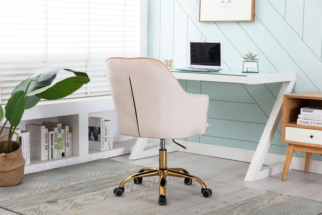 Coolmore Velvet Swivel Shell Chair For Living Room, Office Chair, Modern Leisure Arm Chair Beige