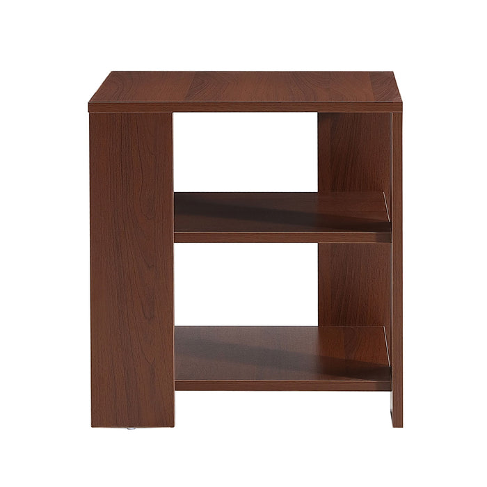 Square Side Table, Simple Style Design, 3-Tier End Table, Wood Nightstand, Bedroom, Easy Assembly, 1-Pack, Classic Brown