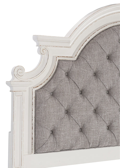 Antique White Finish 1 Piece Queen Size Bed Button - Tufted Upholstered Headboard Traditional Design Bedroom Furniture