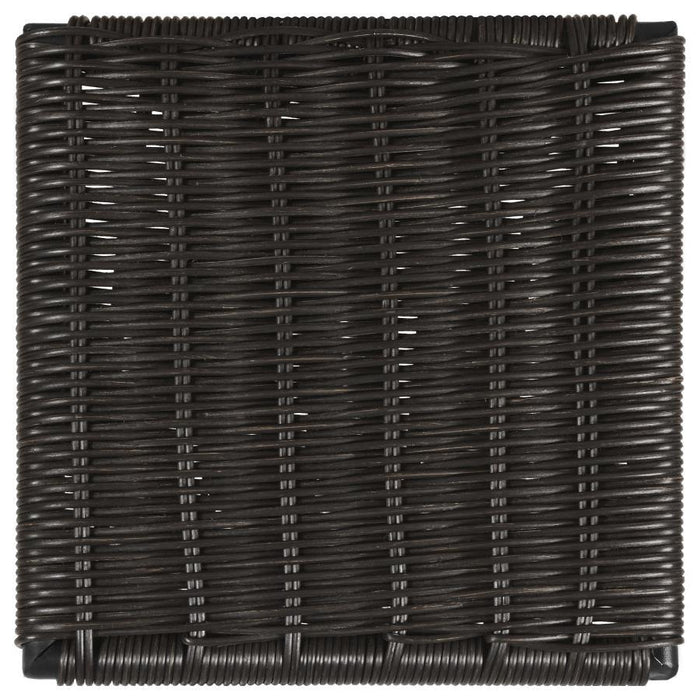 Aviano - 5 Piece Round Glass Top Dining Table Set With Rattan Chairs - Gunmetal