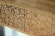 Draco - Console Table With Hand Carved Drawers - Natural Unique Piece Furniture