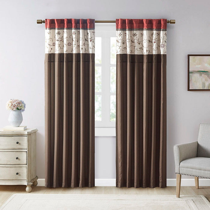 Embroidered Curtain Panel - Red