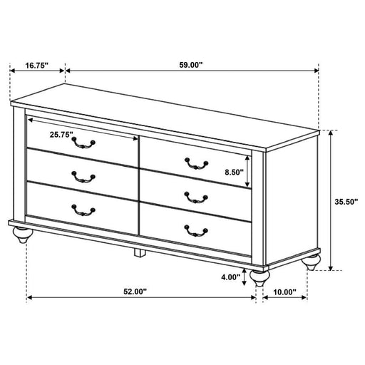 Stillwood - 6-Drawer Dresser - Vintage Linen Unique Piece Furniture