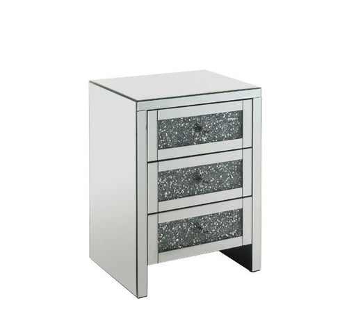 Noralie - Accent Table - Mirrored & Faux Diamonds - 26" Unique Piece Furniture