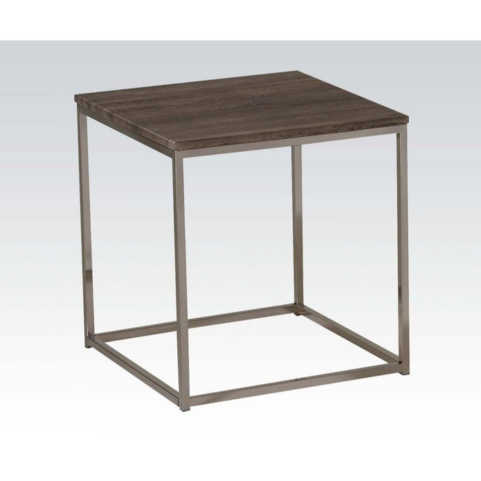 Cecil - End Table - Walnut & Brushed Nickel The Unique Piece Furniture Furniture Store in Dallas, Ga serving Hiram, Acworth, Powder Creek Crossing, and Powder Springs Area