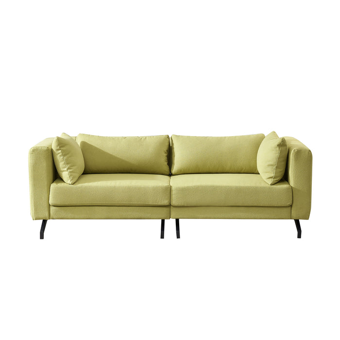 Living Room Sofa Couch With Metal Legs Light Green Fabric
