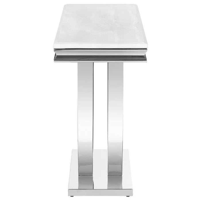 Kerwin - U-Base Rectangle Sofa Table - White And Chrome Unique Piece Furniture
