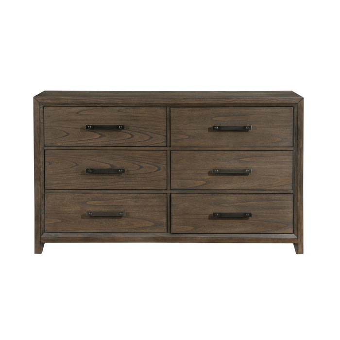 Dark Walnut Finish Dresser Of 6 Drawers Classic Design Bedroom Furniture 1 Piece