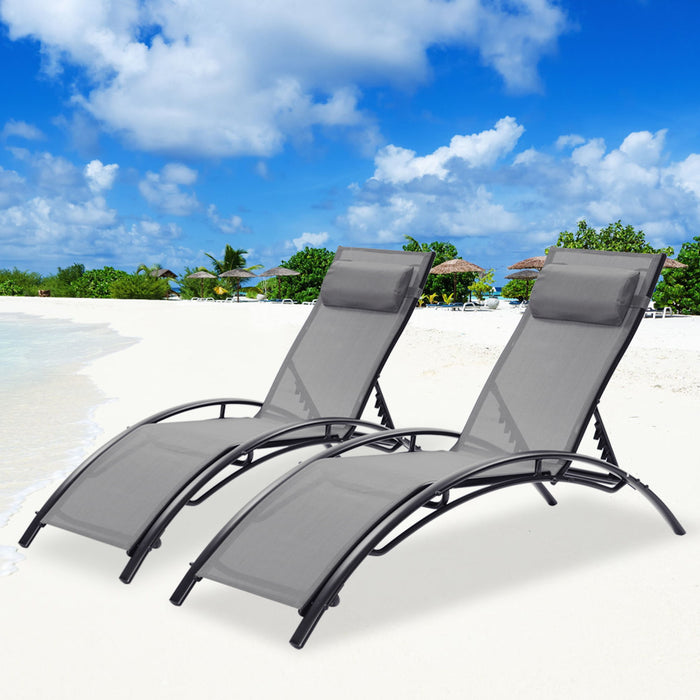 (Set of 2) Chaise Lounge Outdoor Lounge Chair Lounger Recliner Chair For Patio Lawn Beach Pool Side Sunbathing