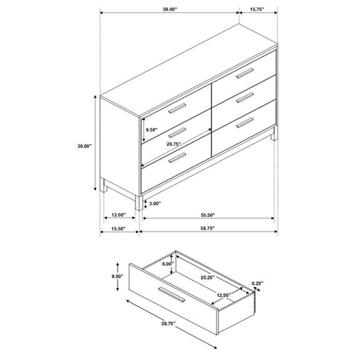 Edmonton - 6-Drawer Dresser - Rustic Tobacco Unique Piece Furniture