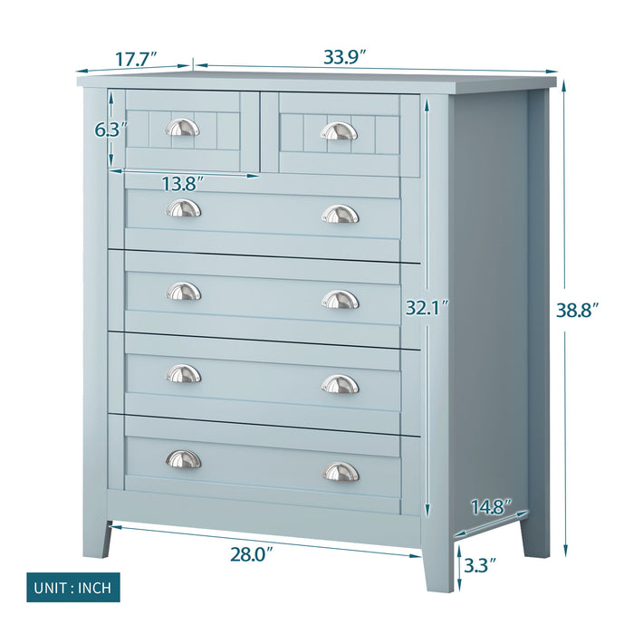 Drawer Dresser Bar Cabinet Side Cabinet, Buffet Sideboard, Buffet Service Counter, Solid Wood Frame, Plasticdoor Panel, Retro Shell Handle, Applicable To Dining Room, Living Room, Kitchen Corridor - Blue Gray