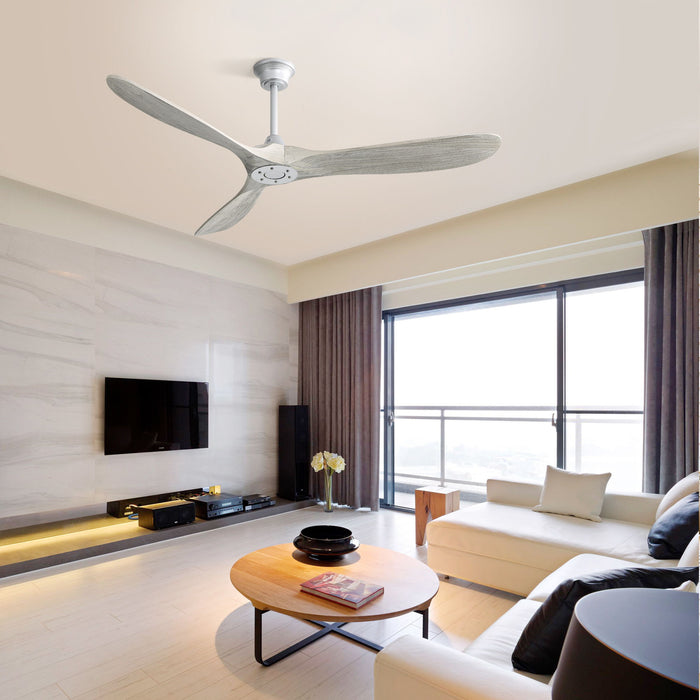 Indoor Solid Wood Ceiling Fan With 6 Speed Remote Control Reversible Dc Motor For Living Room