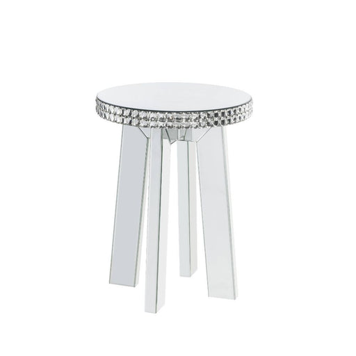 Lotus - End Table - Mirrored & Faux Crystals Unique Piece Furniture
