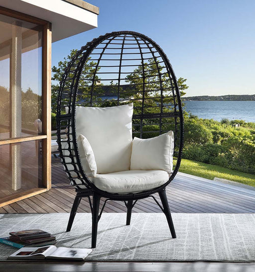 Penelope - Patio Lounge Chair - Light Gray Fabric & Black Finish Unique Piece Furniture