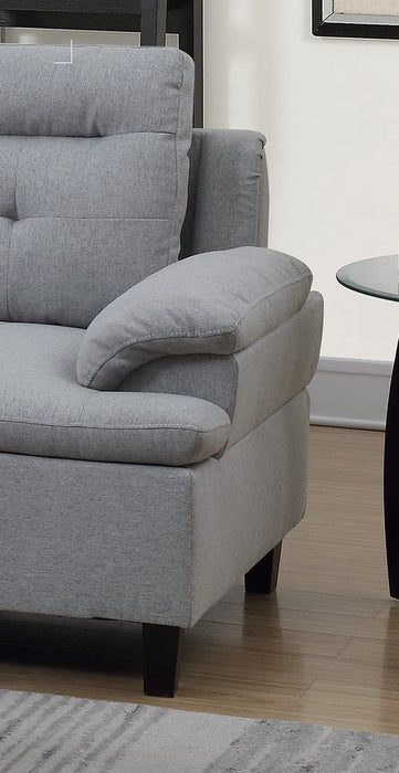 Living Room Furniture Gray Cushion Sectional Ottoman Linen Like Fabric Sofa Chaise