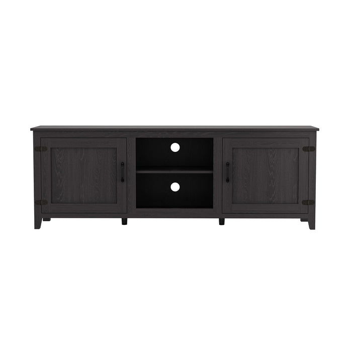 TV Stand With Two Doors Storage - Black
