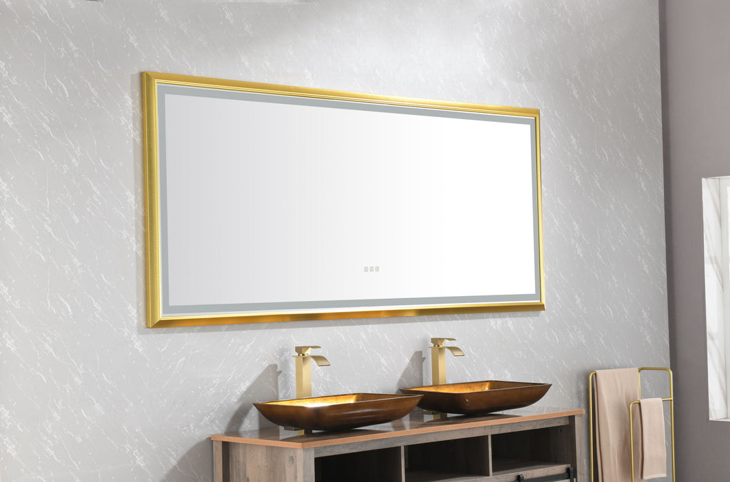 Rectangular Black Framed LED Mirror Anti - Fog Dimmable Wall Mount Bathroom Vanity Mirror Hd Wall Mirror Kit For Gym And Dance Studio