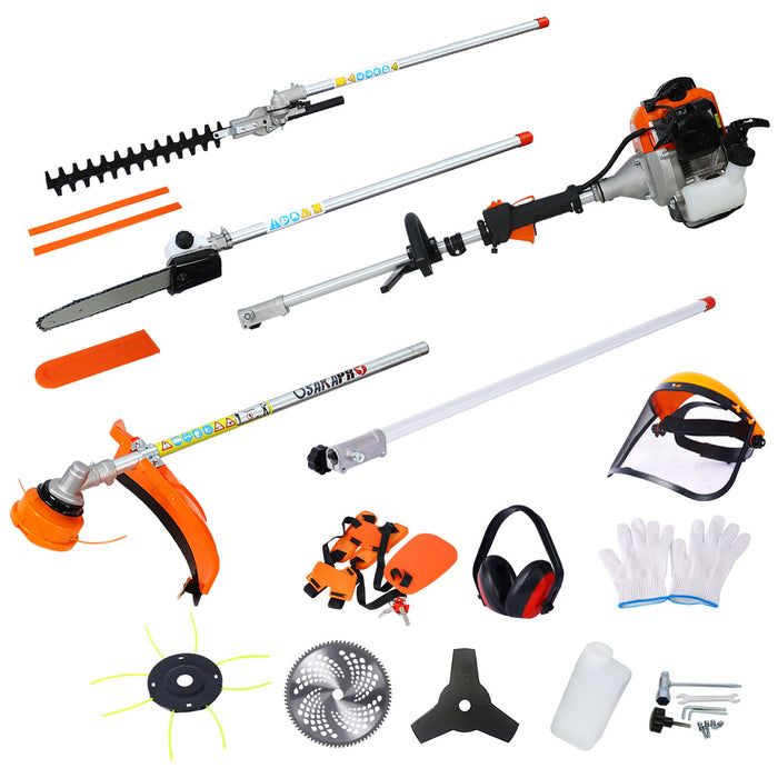 10 In 1 Multi-Functional Trimming Tool, 2 - Cycle Garden Tool System With Gas Pole Saw, Hedge Trimmer