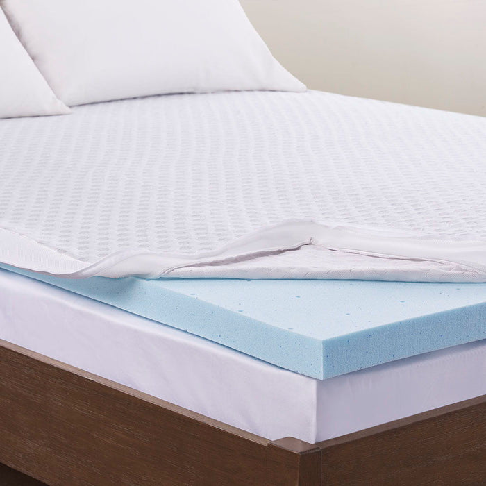 Reversible Hypoallergenic Cooling Mattress Topper - White