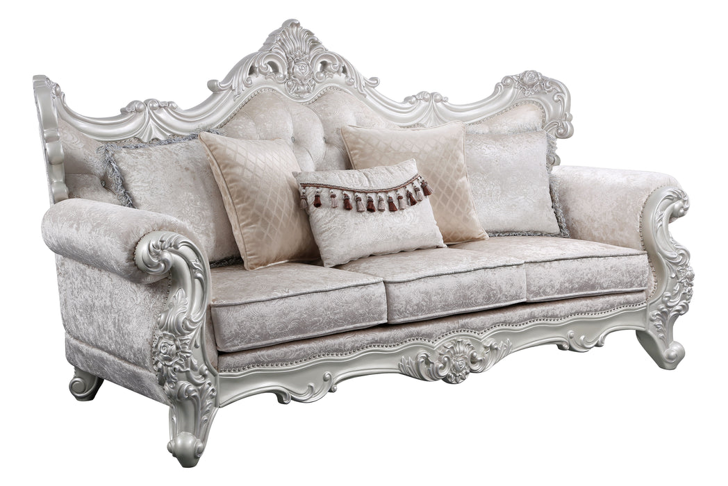 Melrose 2 Piece Traditional Living Room Set In Champagne With Silver Brush