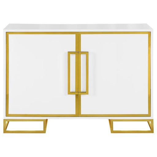 Elsa - 2-Door Accent Cabinet With Adjustable Shelves - White And Gold Unique Piece Furniture