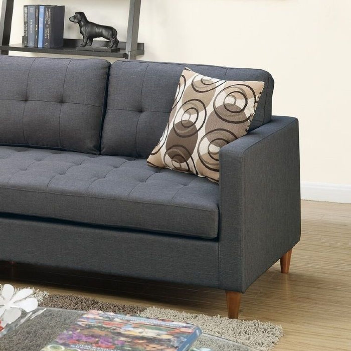 Blue Gray Polyfiber Sectional Sofa Living Room Furniture Reversible Chaise Couch Pillows Tufted Back Modular Sectionals