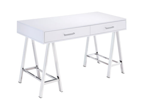 Coleen - Desk - White High Gloss & Chrome Finish Unique Piece Furniture