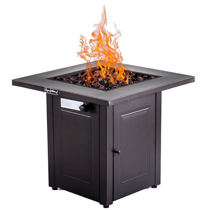 28 In Propane Fire Pits Table, 50000 BTU Gas Square Outdoor Dinning Firepit Fireplace Dinning Tables With Lid, Lava Stone, Etl Certification, For Outside Garden Backyard Deck Patio