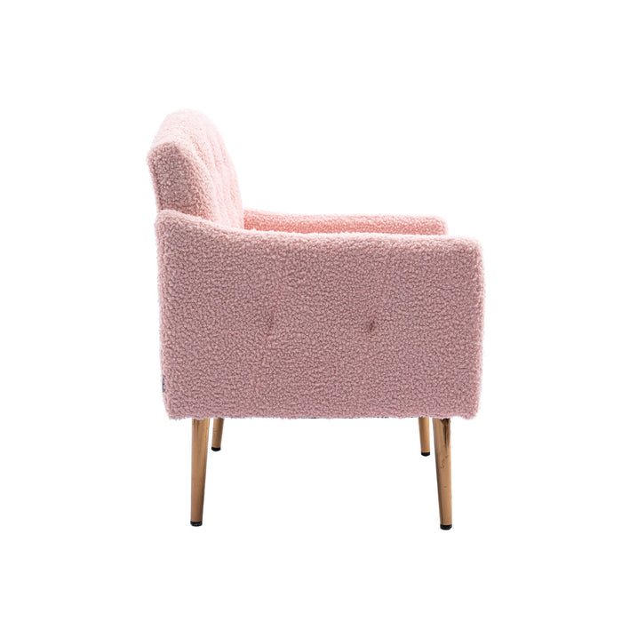 Coolmore Accent Chair, Leisure Single Sofa With Rose Golden Feet - Pink - Fabric