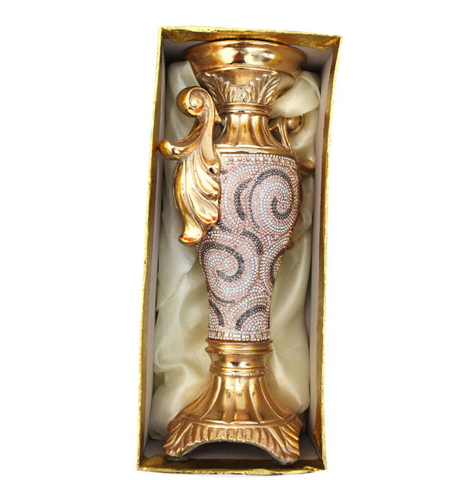 Ambrose Chrome Plated Crystal Embellished Ceramic Vase - Gold