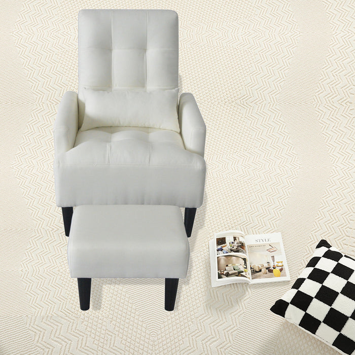 Redde Boo BrAnd New Modern Design Cream White Recliner Soft Cozy Sofa Chair With Ottoman