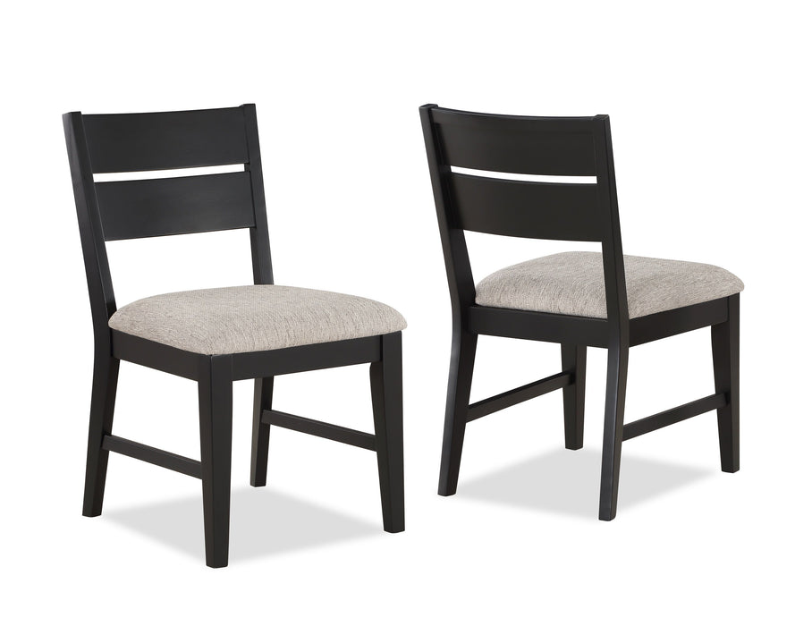 Contemporary 2 Pieces Dining Side Chair Upholstered Seat Ladder Back Dark Frame Gray Fabric Upholstery Dining Room Furniture