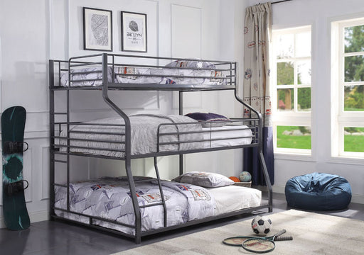 Caius II - Triple Bunk Bed - Twin Over Full Over Queen - Gunmetal Unique Piece Furniture