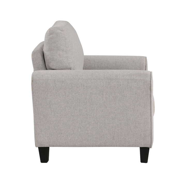 Modern Transitional Sand Hued Textured Fabric Upholstered 1 Piece Chair Attached Cushion Living Room Furniture