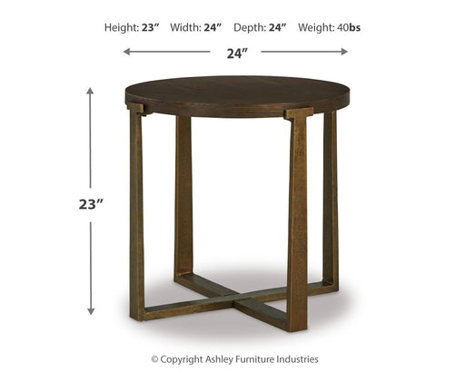 Balintmore - Brown / Gold Finish - Round End Table Unique Piece Furniture
