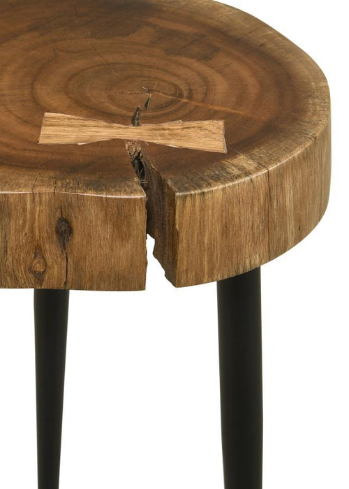 Keith - Round Wood Top Side Table - Natural And Black