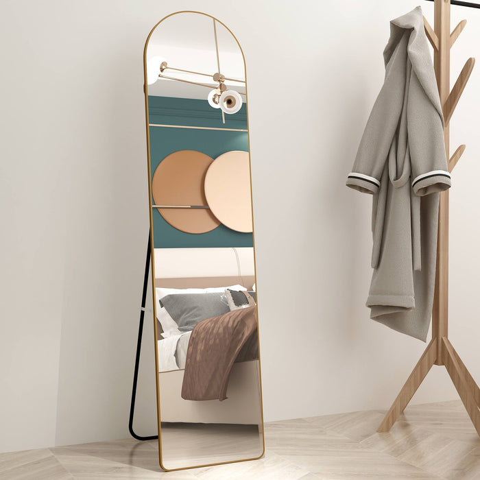 The 1 St Generation Aluminum Alloy Metal Frame Arched Wall Mirror, Bathroom Makeup Mirror, Bedroom Porch, Decorative Mirror, Clothing Store, Large Mirror, Wall Mounted, Gold