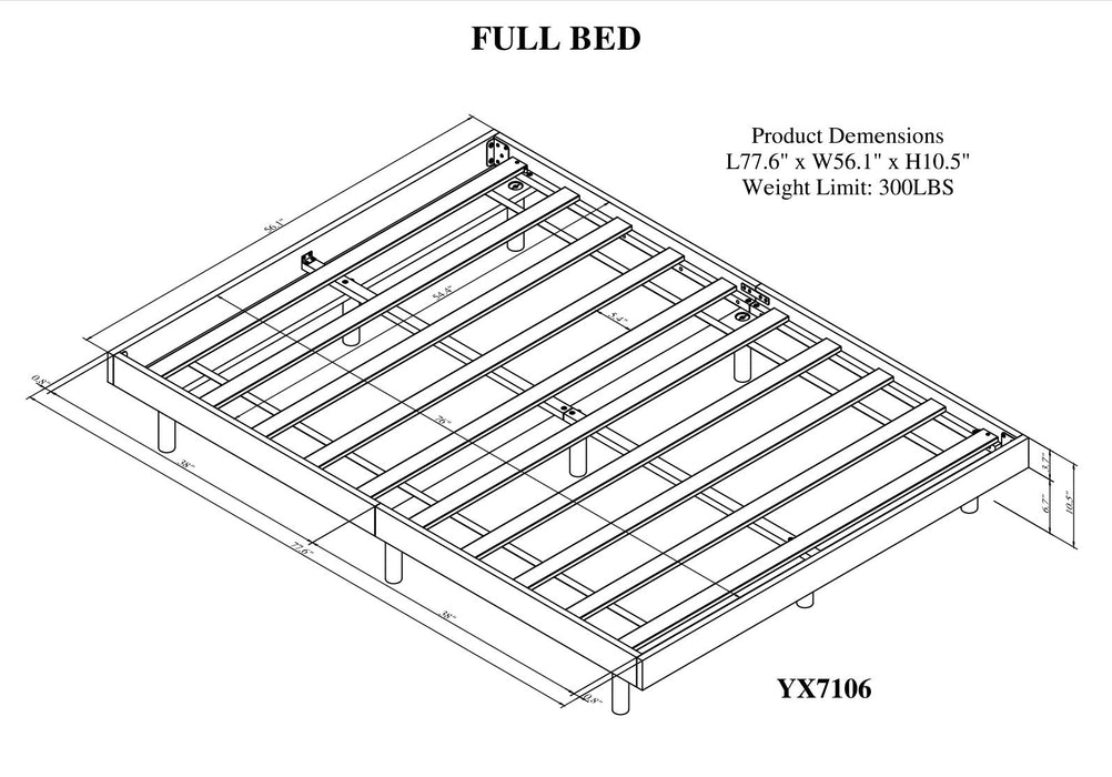 Modern Design Full Floating Platform Bed Frame Of Gray Color