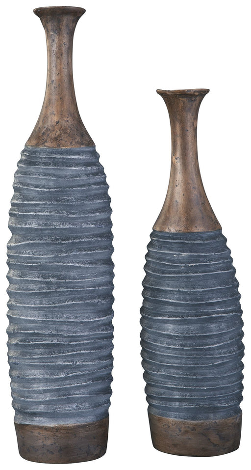 Blayze - Antique Gray / Brown - Vase Set (Set of 2) Unique Piece Furniture