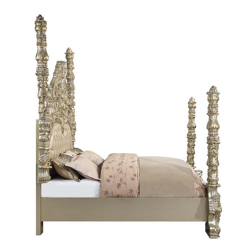Danae - Eastern King Bed - PU, Champagne & Gold Finish Unique Piece Furniture