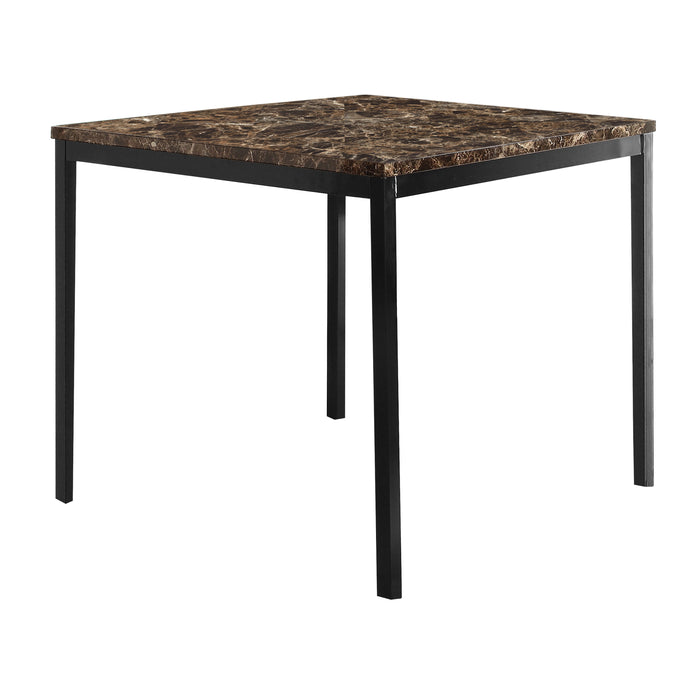 Counter Height Table 1 Piece Metal Frame Faux Mable Top Square Transitional Dining Room Furniture