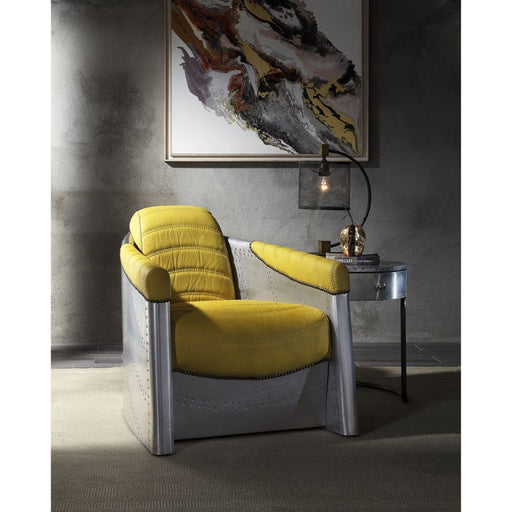 Brancaster - Accent Chair - Yellow Top Grain Leather & Aluminum Unique Piece Furniture