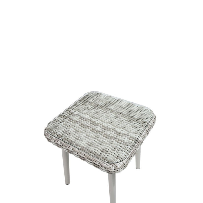 Tashay - Patio Bistro Set - Green Fabric & Beige Wicker Unique Piece Furniture
