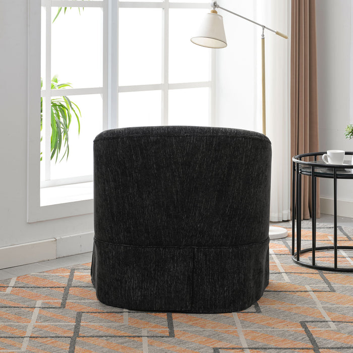 360 Degree Swivel Accent Armchair Linen Blend Black
