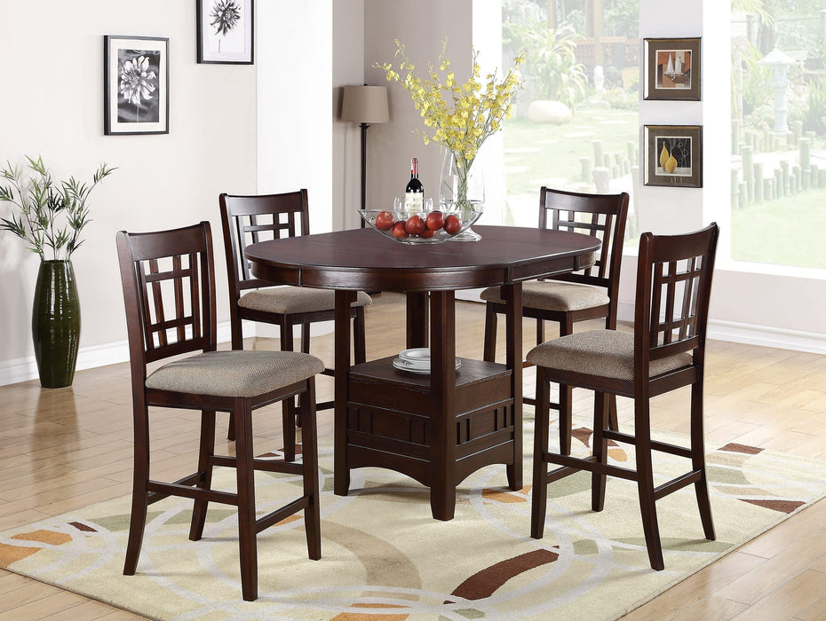 (Set of 2) Chairs Dining Room Furniture Brown Solid Wood Counter Height Chairs Upholstered Cushioned Unique Back