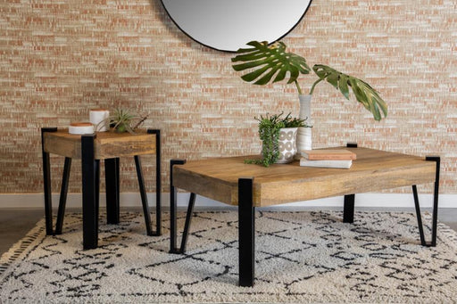 Winston - Wooden Square Top End Table - Natural And Matte Black Unique Piece Furniture